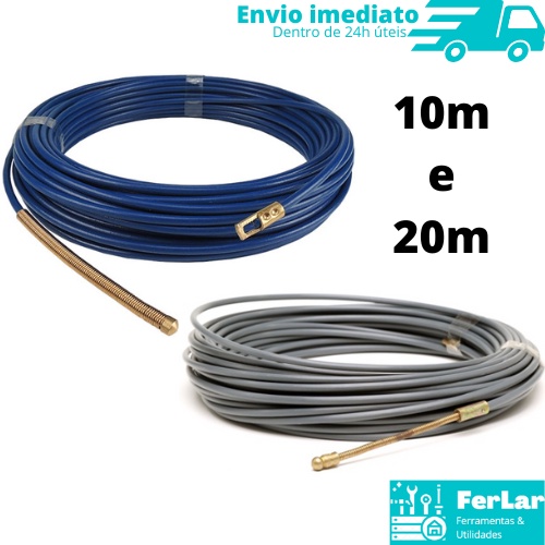 Passador De Fios Com Alma De Aço, 10m e 20m, Para Instalação De Fios E Cabos Por Eletrodutos, Corrugados, Canaletas Ou Calhas; Polipropileno E Aço
