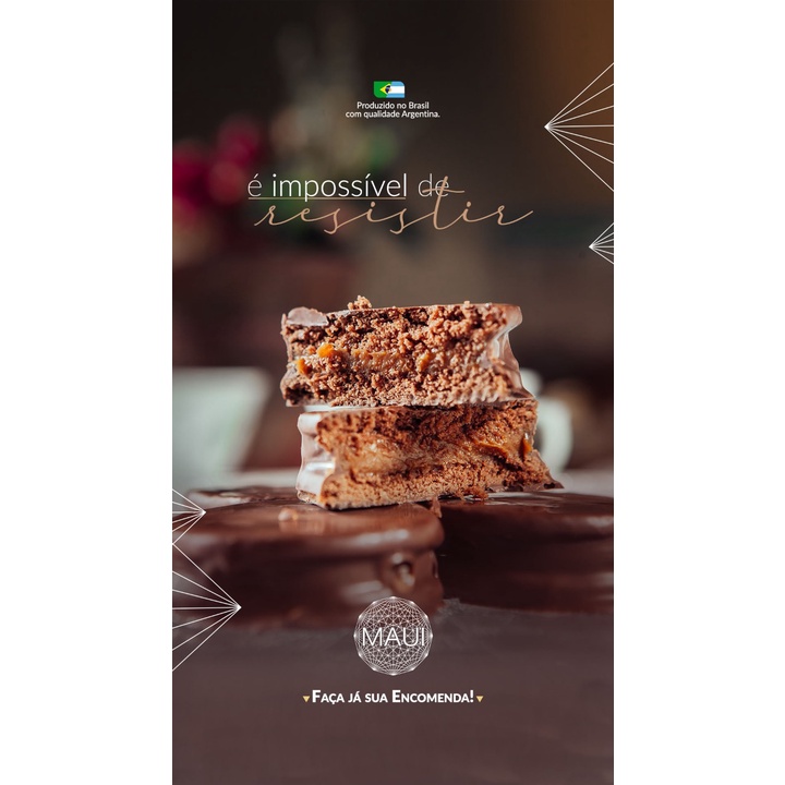 12 Alfajores Argentinos com Nozes. Chocolate Bariloche Preto Tradicional. Recheado com o melhor