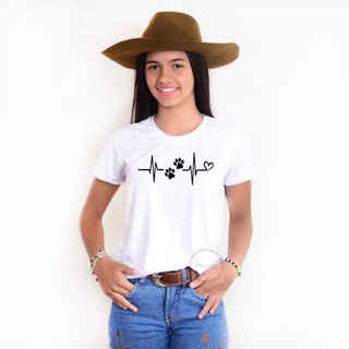 Camiseta Feminina Preta ou Branca Blusinha Country Baby Look Camiseta Manga Curta T-SHIRT
