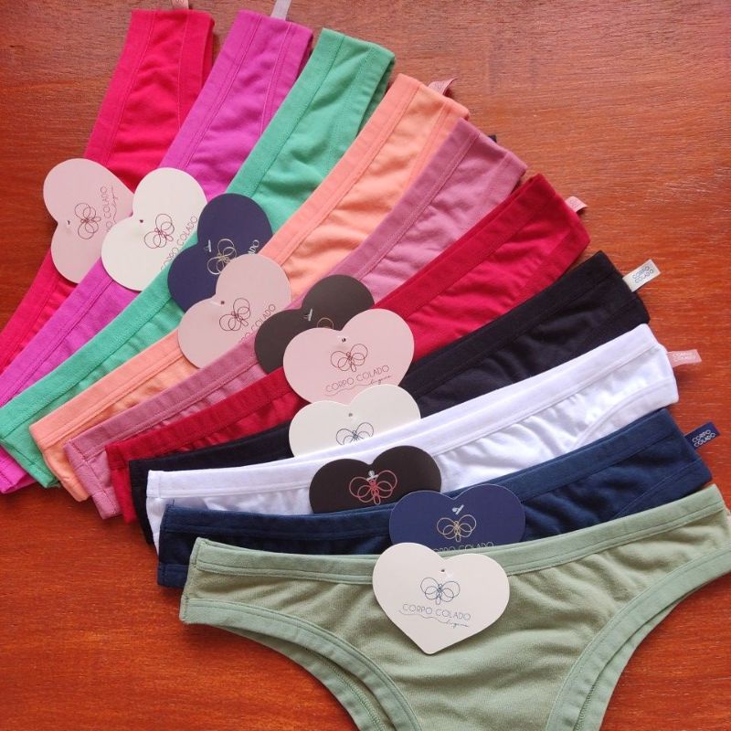 Kit 10 Calcinhas de Algodão Corpo Colado Modelo Tanga Promoção (10 cores diferentes)