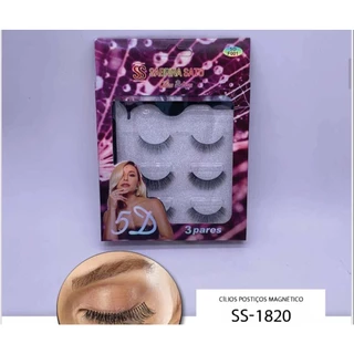 Kit 3 Pares Cílios Postiços Magnéticos Sabrina Sato Cílios+caneta Delineadora Magnética+ Aplicador