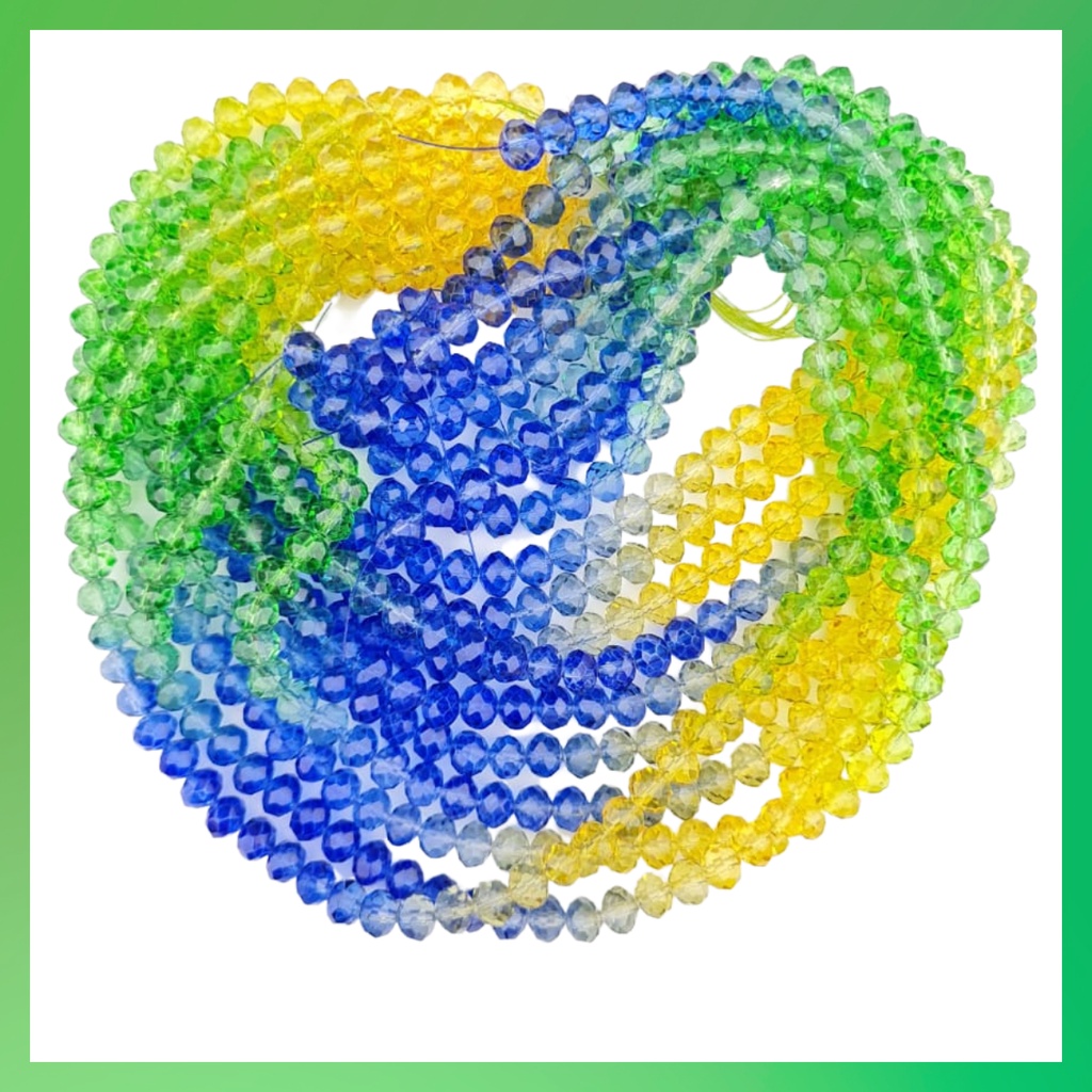 Miçanga Fio de Vidro 6mm Degradê Brasil Copa Qatar Amarelo Verde Azul em Oferta na Shopee