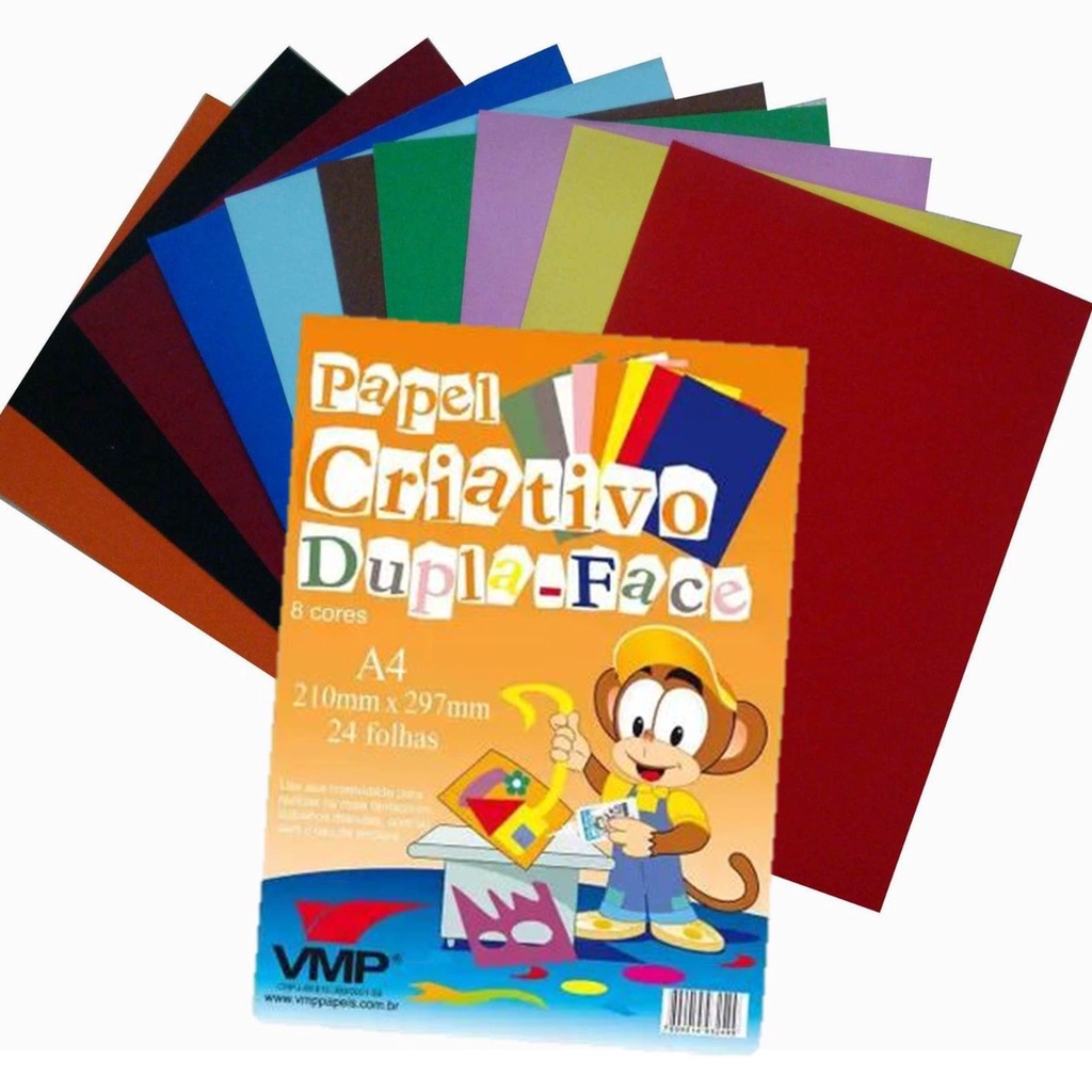 Papel Color Set Criativo A4 Dupla-face 8 cores 24 folhas | Shopee Brasil
