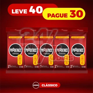 Kit Leve 40 Pague 30 Preservativo Camisinha Tradicional Lubrificado Prudence c/ 8un cada Embalagem