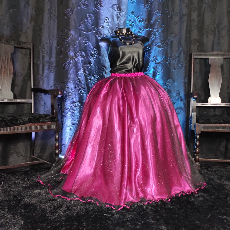 Saia de tule/brilho preto com forro rosa - Pombagira | Shopee Brasil