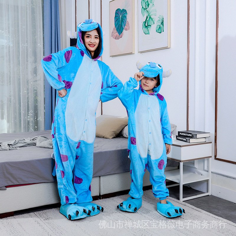 Sulley Blue Pijamas Unisex Cute Animal Cartoon Onesies Roupa De Noite  Feminina Anime Fantasias De Flanela Adulto 6ATL