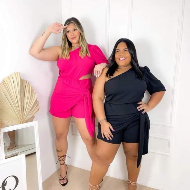 macaquinho plus size de um ombro neon gordinha coleção verão (envio imediato)