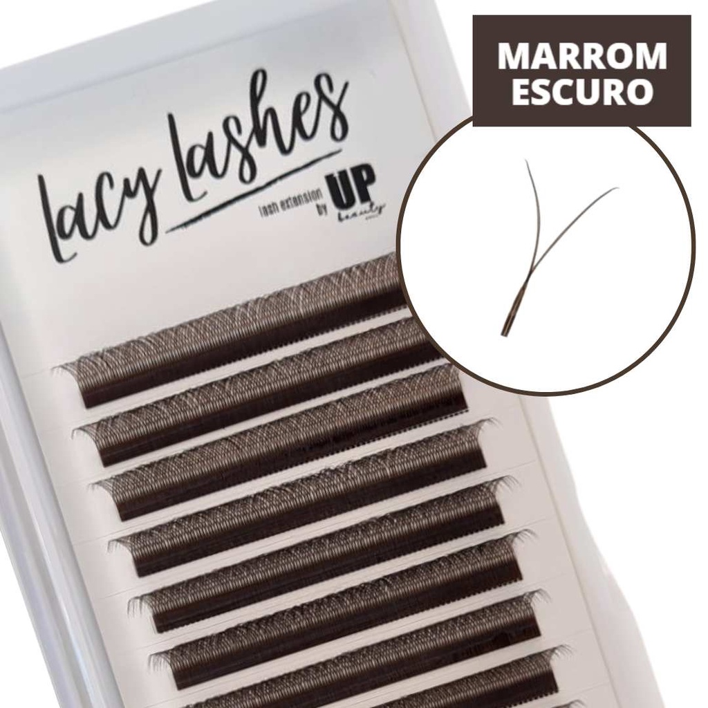 Cilios Fio a Fio Marrom Escuro Y Lacy Lashes Para Extensão Alongamento ...