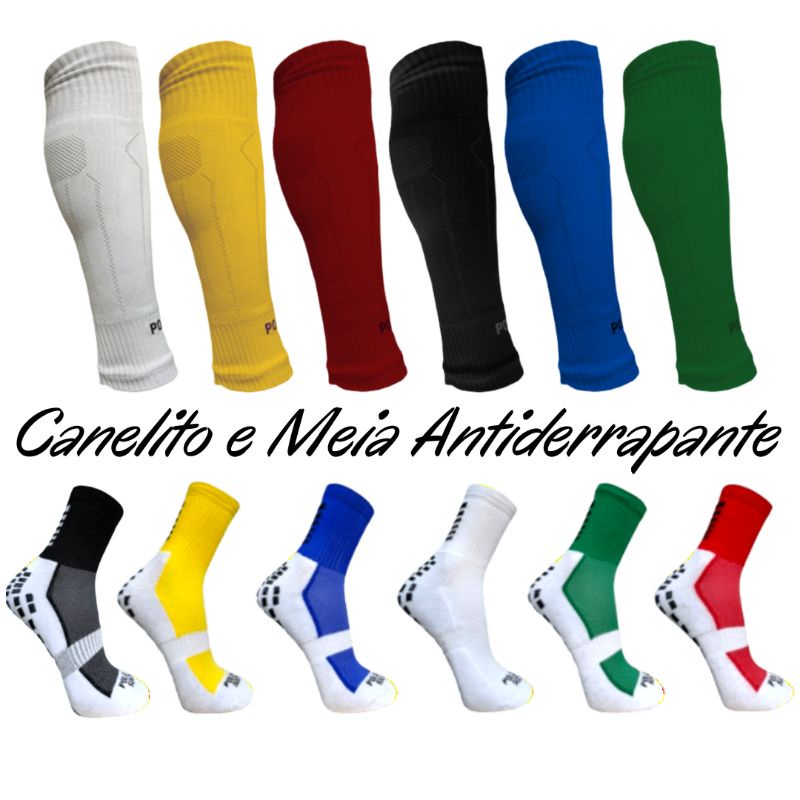 Meia Antiderrapante + Canelito + Caneleira Tipo Prosocks Kit