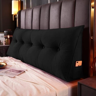 Almofada Cabeceira Cama 160cm Encosto Apoio Lombar com Porta Celular Spot Suede