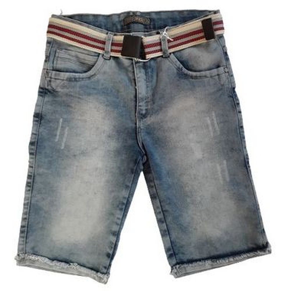 Bermuda Infantil Masculina Jeans slim com elastano, destroyed