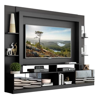 Estante com Espelho para TV até 65" Multimóveis Oslo FG3390 Preta