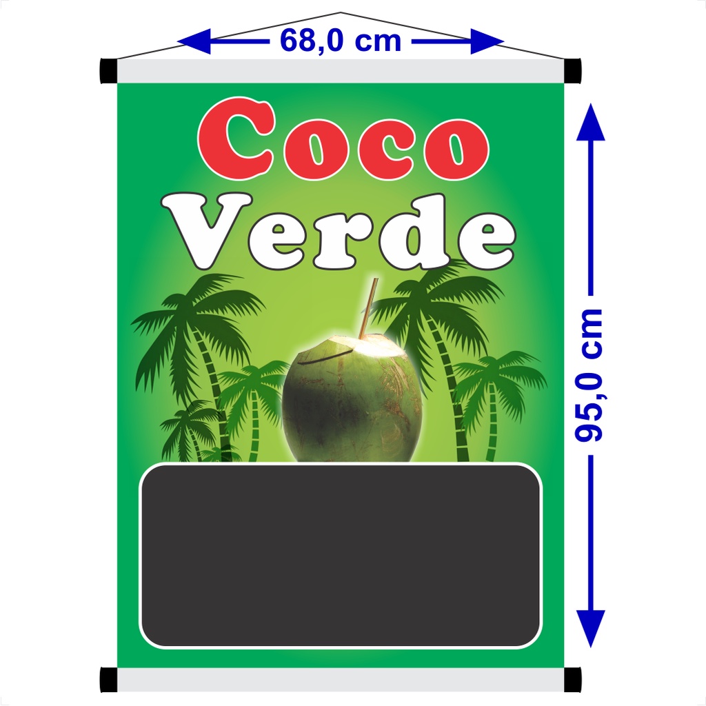 Banner Coco Verde, Banner Grande Reutilizável, tamanho 68,0 x 95,0