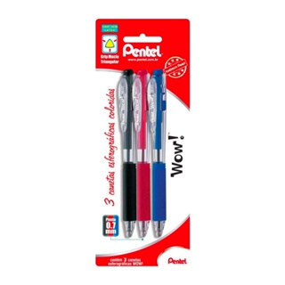 Caneta Esferográfica PENTEL Wow Retrátil 0.7 mm com 3 Cores