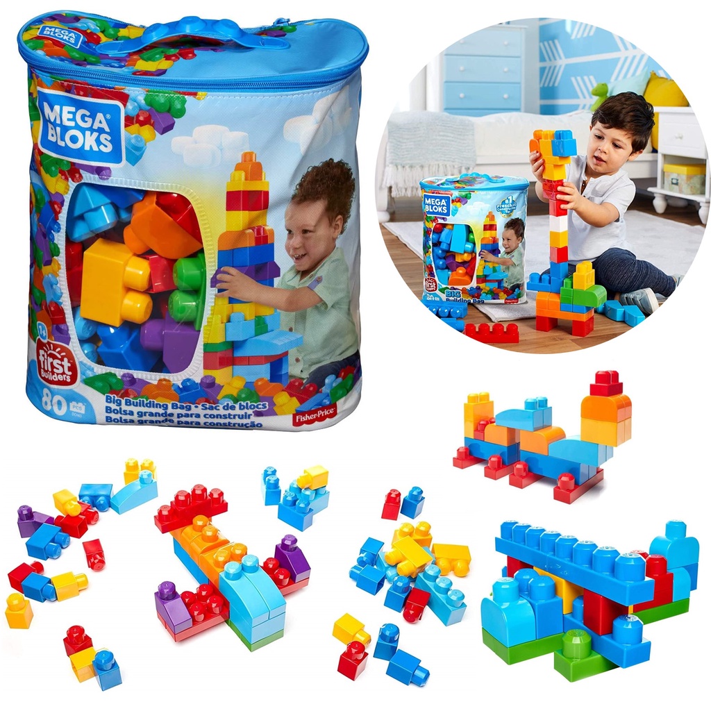 Blocos De Montar Grande Baby Sacola 88 Peças Educativo Didático