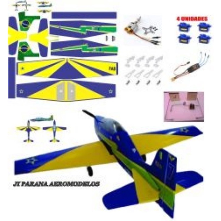 aeromodelo tucano t27 120cm + adesivos, motor, esc, servos, trem de pouso, links kit para monta