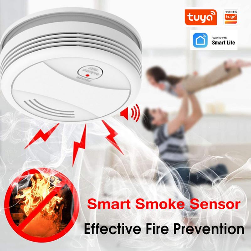 Wifi sensor de detecção de fumaça tuya vida inteligente app
