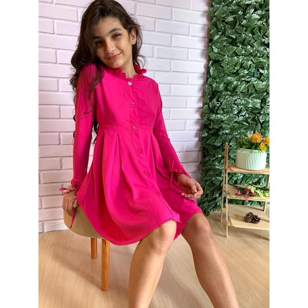 Vestido manga longa store juvenil