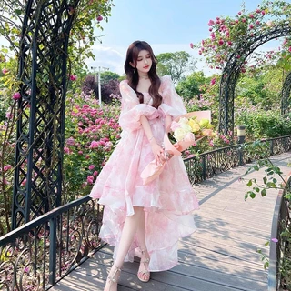 Vestido Floral De Verão De Alta Qualidade Fada Rosa Formal Longo HOT