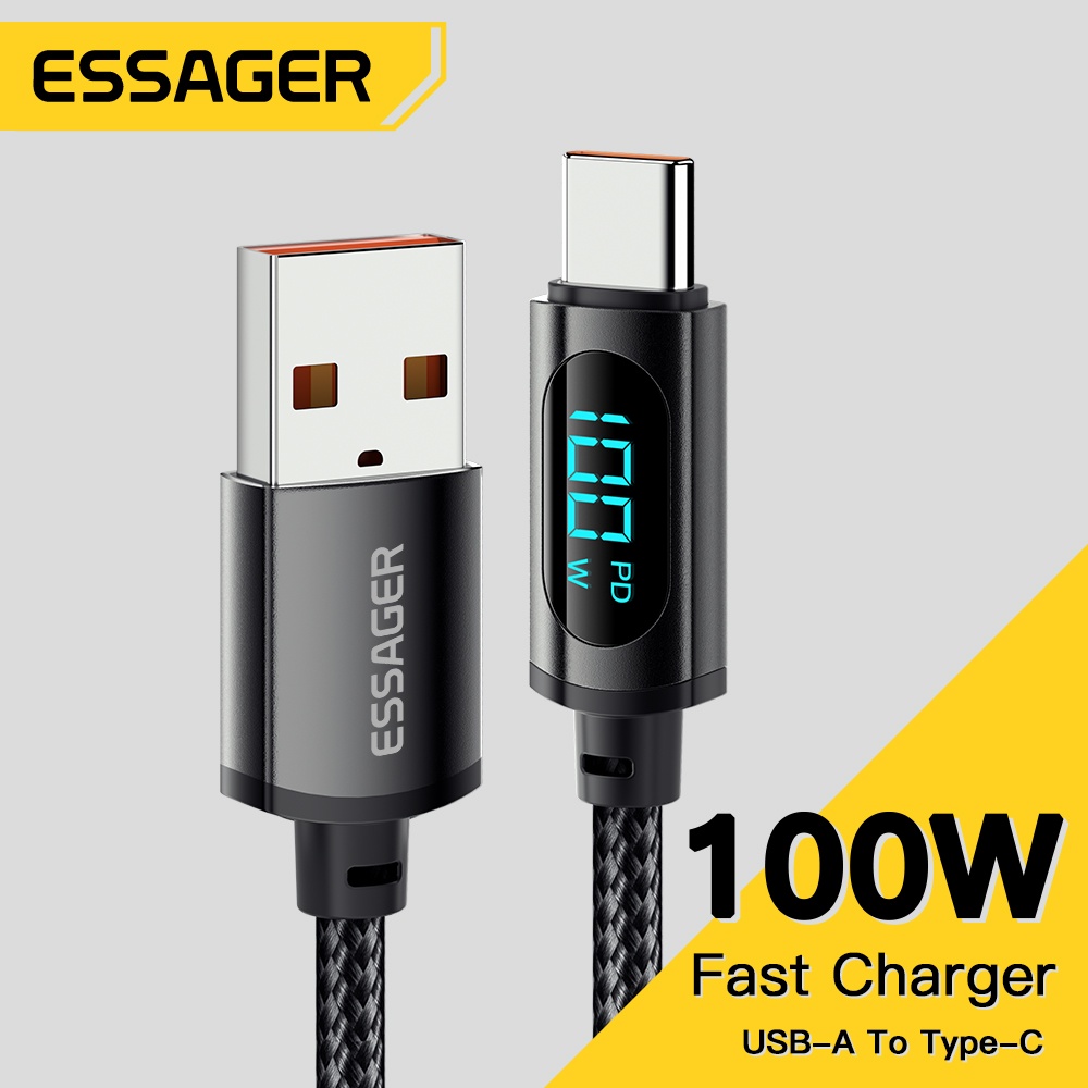 Essa Essager 7A 100W USB Para Cabo Tipo C Display Digital QC PD Carregador Rápido Samsung Realme