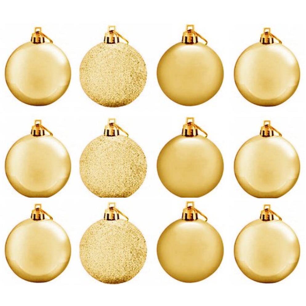 Kit Conjunto 10 Peças Decoração Enfeite Bola Árvore Natal Dourada Glitter  Natalina 12,5cm