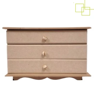 Comoda Mini Gaveteiro Organizadora Decoração em Mdf Cru 3 Gavetas