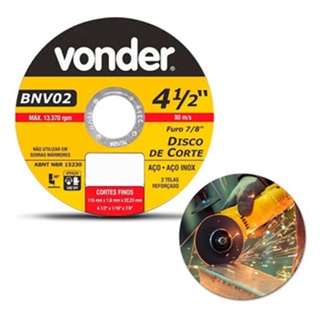 Disco de Corte para Metal e Inox 115 x 1 x 22,23mm Vonder