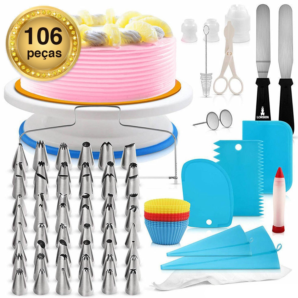 Kit Completo Confeiteiro Decoração Bolos 106 Peças Lorben