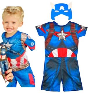 Fantasia Capitão América Infantil Com Máscara Roupa Menino Carnaval