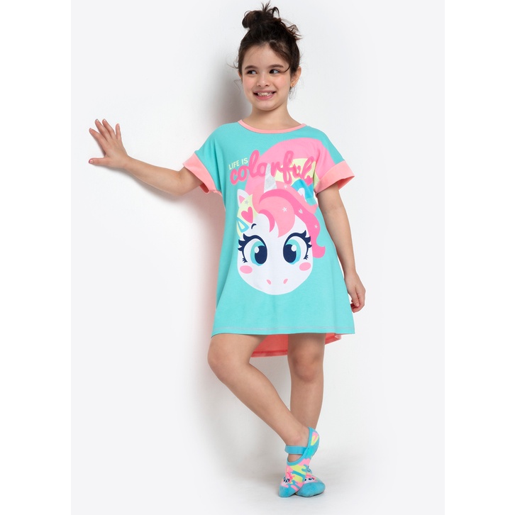 Camisola Manga Curta Menina Viscolycra Unicórnio Colorful – Puket