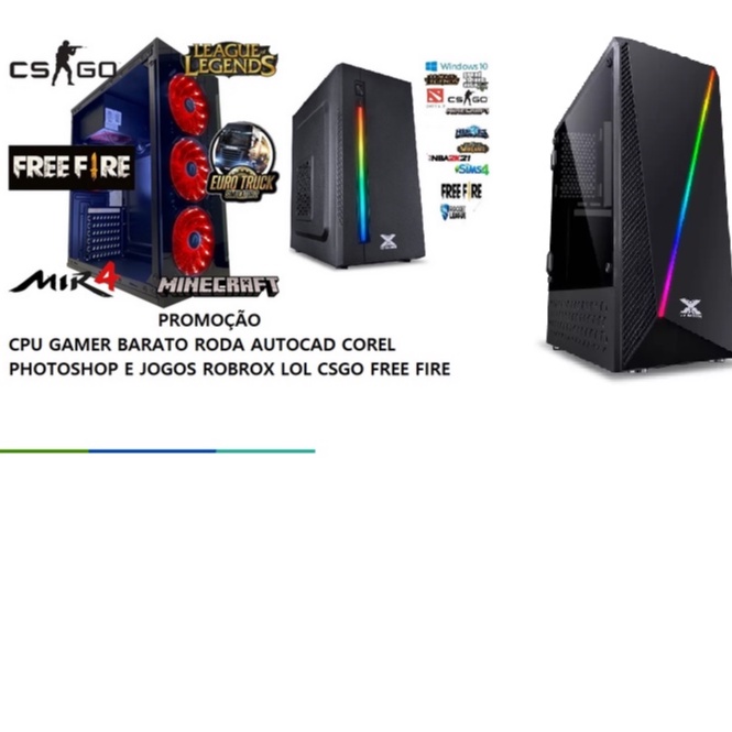cpu pc gamer barato 8gb ssd120gb + hd500g pra casa trabalho estudos escritorios roda programas e jogos