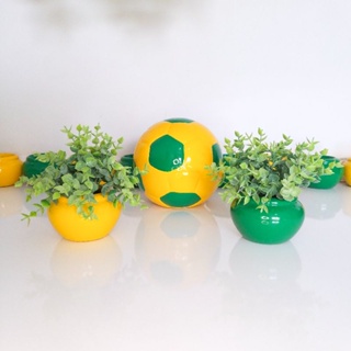 BOLA DE FUTEBOL CERAMICA VERDE E AMARELO