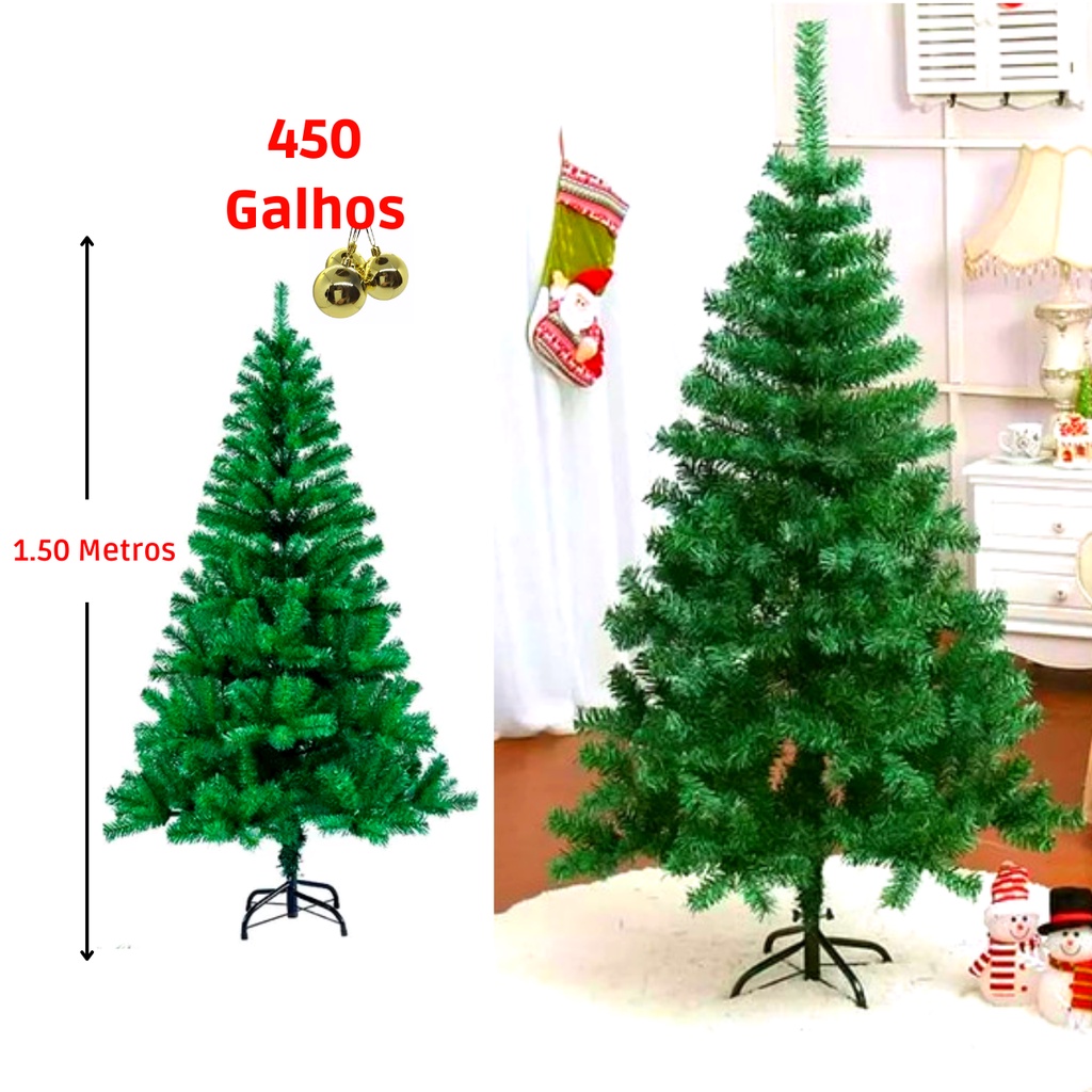 Arvore De Natal Pinheiro Verde 450 Galhos 1,50 metros Árvore Natal Decoração