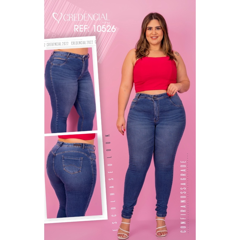 ASSUNTO MODA Calça Jeans Feminina Skinny Plus Size Tendência