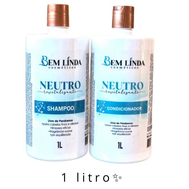 Kit Shampoo e Condicionador 1 Litro Neutro Revitalizante - profissional ...