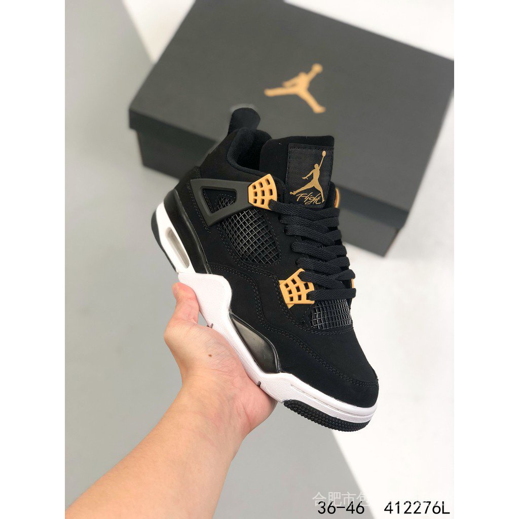 Air jor dan 4 aj4 Generation Black Gold Retro Sports Sapatos de Basquetebol Casuais