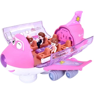 Avião Maluco Infantil Gira 360° Bate e Volta Rosa Com Bonecas e Luzes ENVIO RÁPIDO