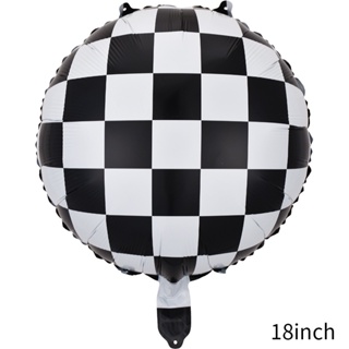 Balões quadriculados preto e branco – Pacote com 6 balões de carro de  corrida xadrez  Balões de bandeira quadriculados de 55 cm, 360 graus,  redondo, 4D, bandeiras, balões de carro de