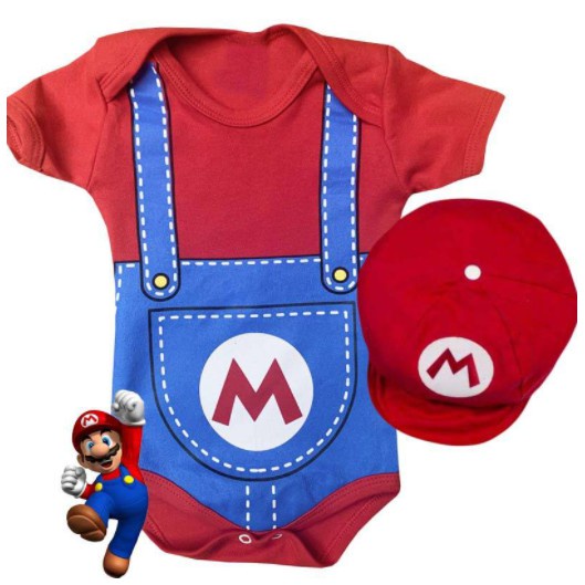 kIT Body SUPER MARIO BROSS + BOINA Temáticos Luigi Infantil Personagens ...