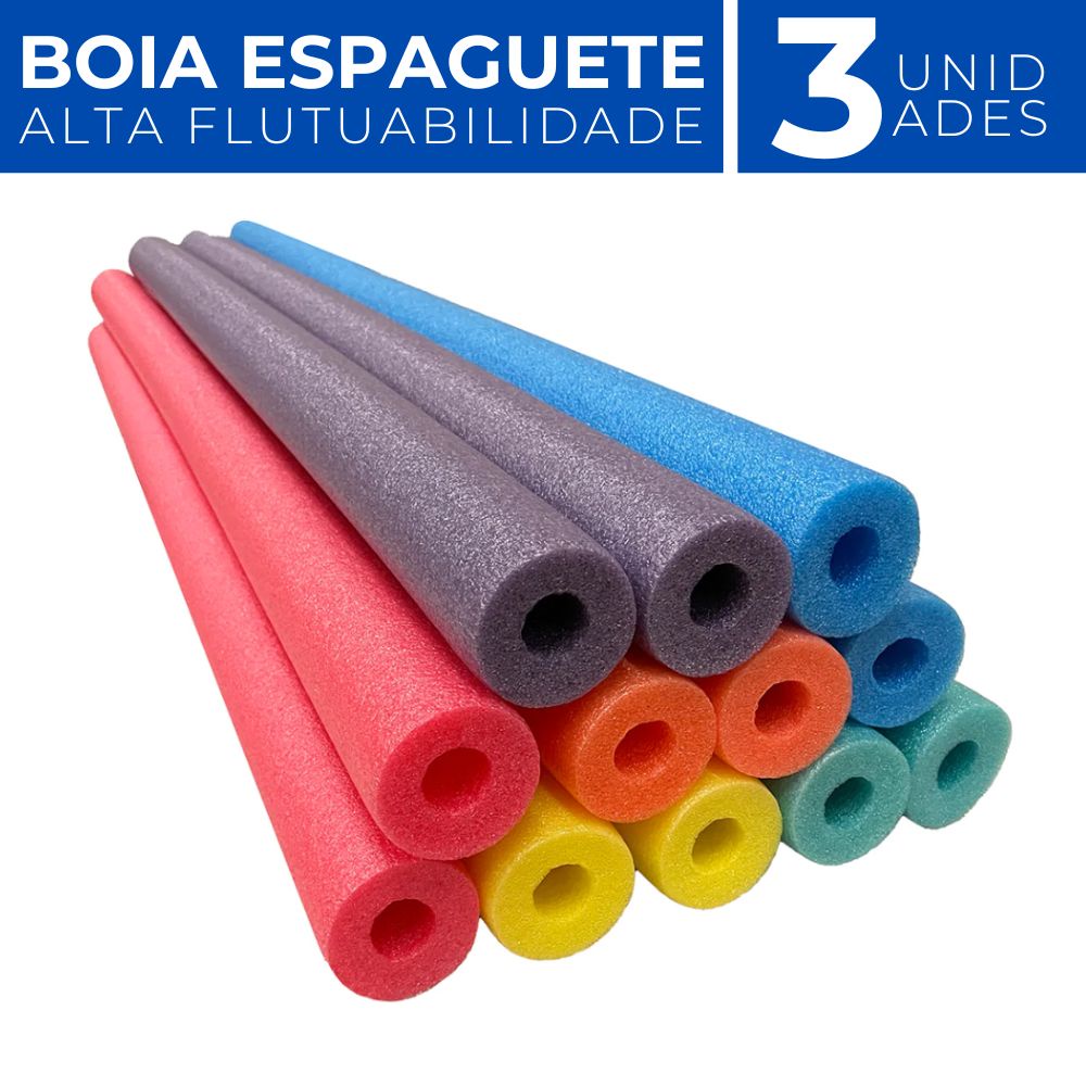 Kit 3 Boia Espaguete Flutuador Macarrão Piscina Água Praia Hidromassagem Resistente Flexível Aleatória Colorido Comprido Flutuável Flutuabilidade Verão Com Furo Aulas de Natação Atacado Barato Promoção Brinquedos de Piscina Areia Boia Flutuável