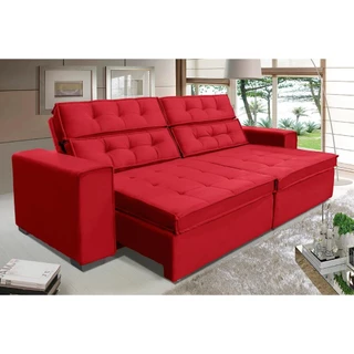 Sofá Vancouver 2,30m Suede Velusoft vermelho