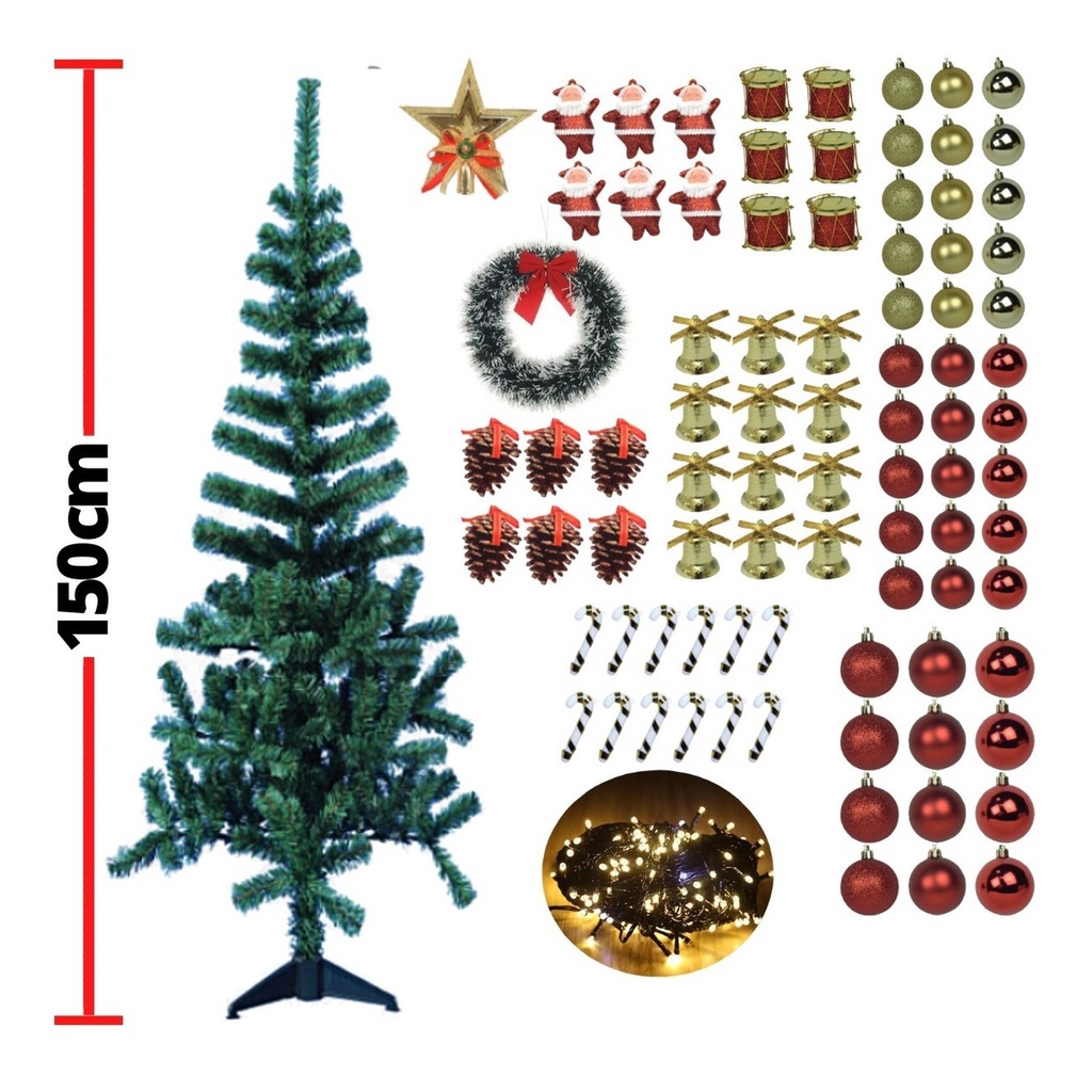 Árvore Natal Decorada Nº20 150cm Dourada - 1 un - Kasa