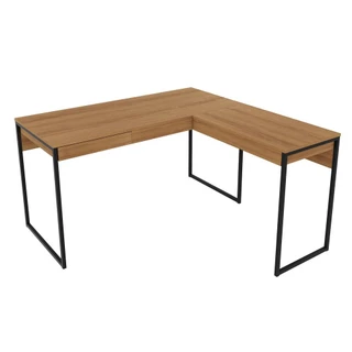 Escrivaninha/Mesa Escritório de Canto Multimóveis CR25054 Amendoa/Preta
