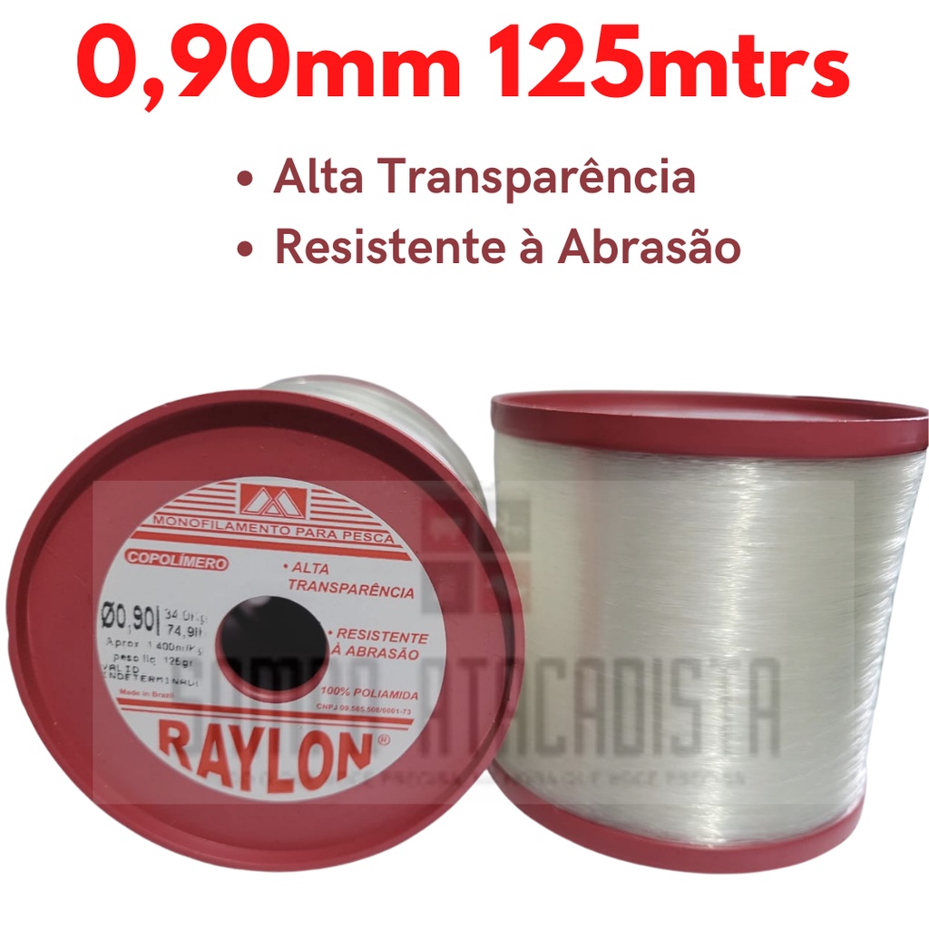 Linha Pesca Alta Transparência Raylon - Rolo com 125 gramas | Shopee Brasil