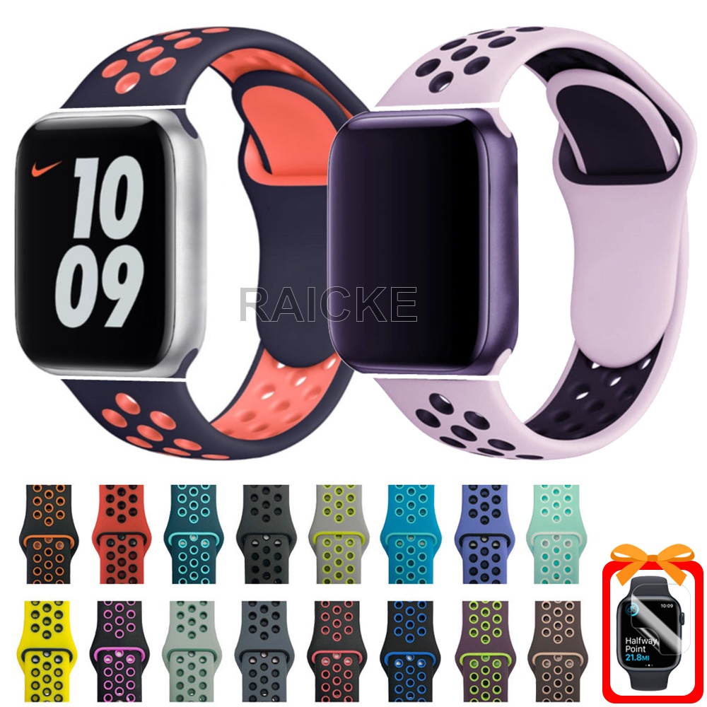 Pulseira De Silicone De Cor Dupla Para iWatch Series 8/7/6/5/4/3/SE Ultra 45mm 41mm 49mm 44mm 40mm 42mm 38mm