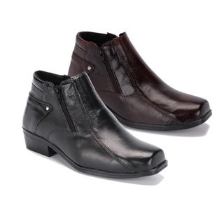Kit 2 Pares Bota Botina 202 Preto E Marrom Country Social Masculina Couro Legítimo Sola Borracha