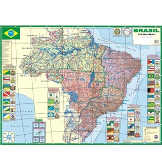 Kit Mapa Brasil + Estados Unidos Eua Usa Geográfico Politico Escolar Poster  Escolar