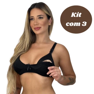 kit 3 Soutien Sutiã Para Amamentação em Microfibra de Poliéster pós parto maternidade