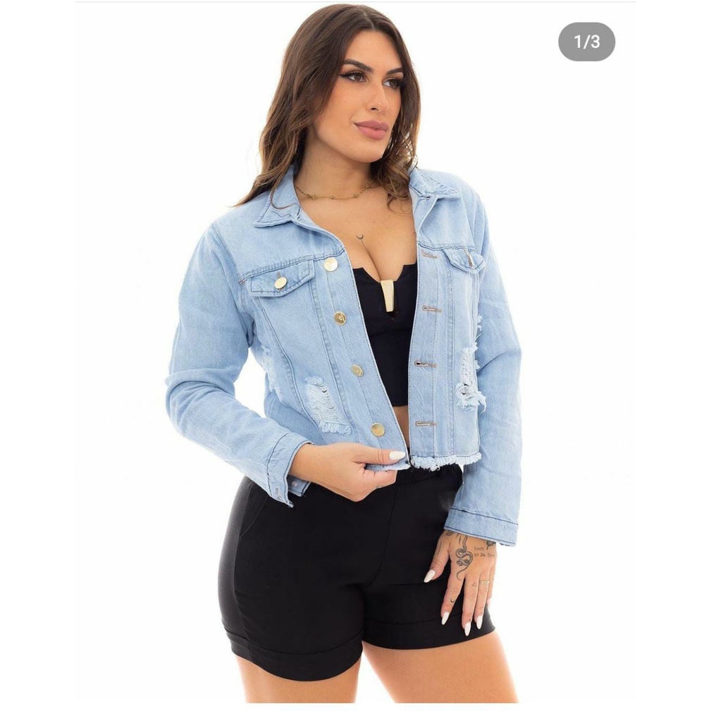 Jaqueta jeans best sale clara rasgada