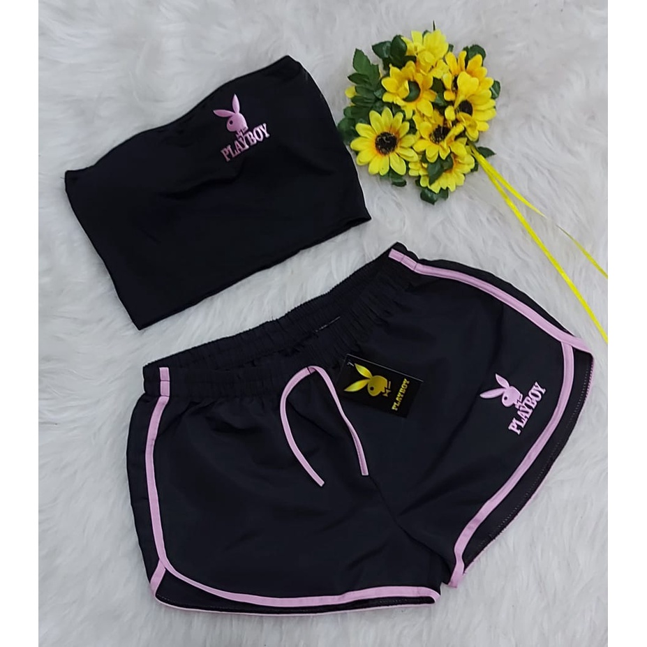 Conjunto Modinha Feminina Short + Cropped playboy